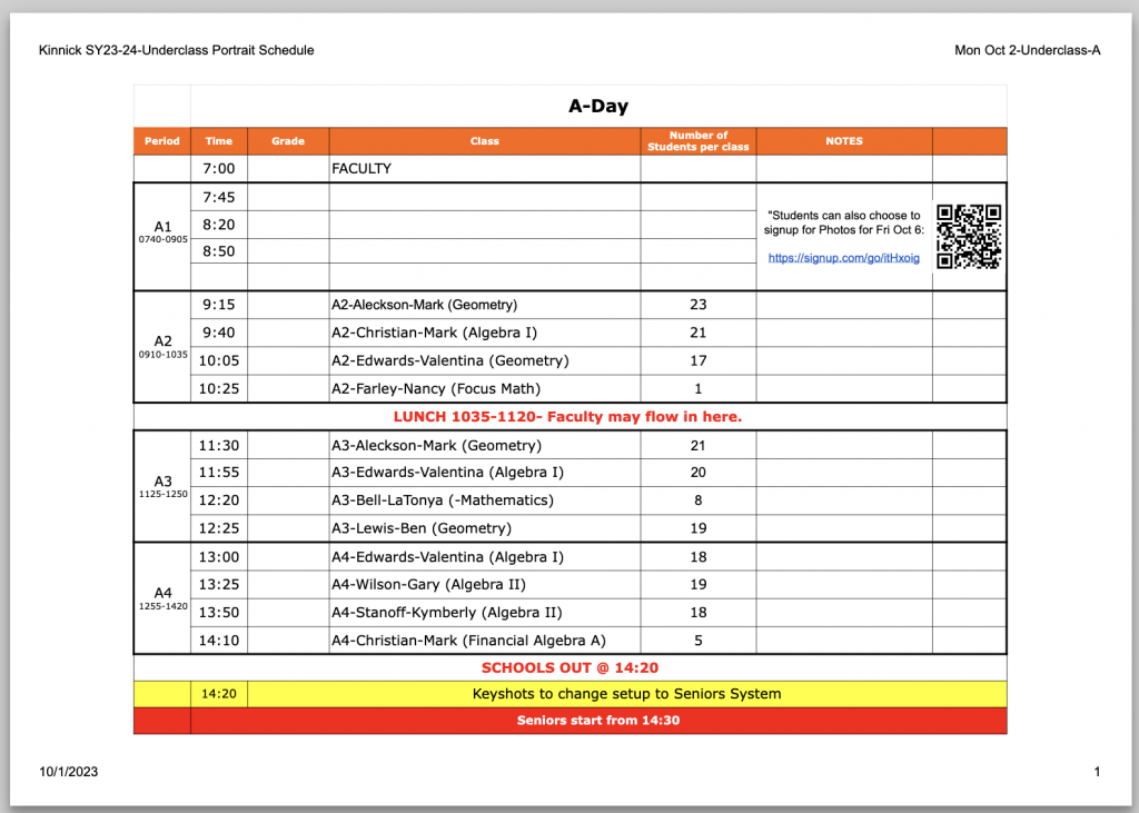 Kinnick Underclass - Mon Oct 2